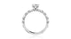 Side view of a 14K white gold engagement ring setting with diamonds along the band