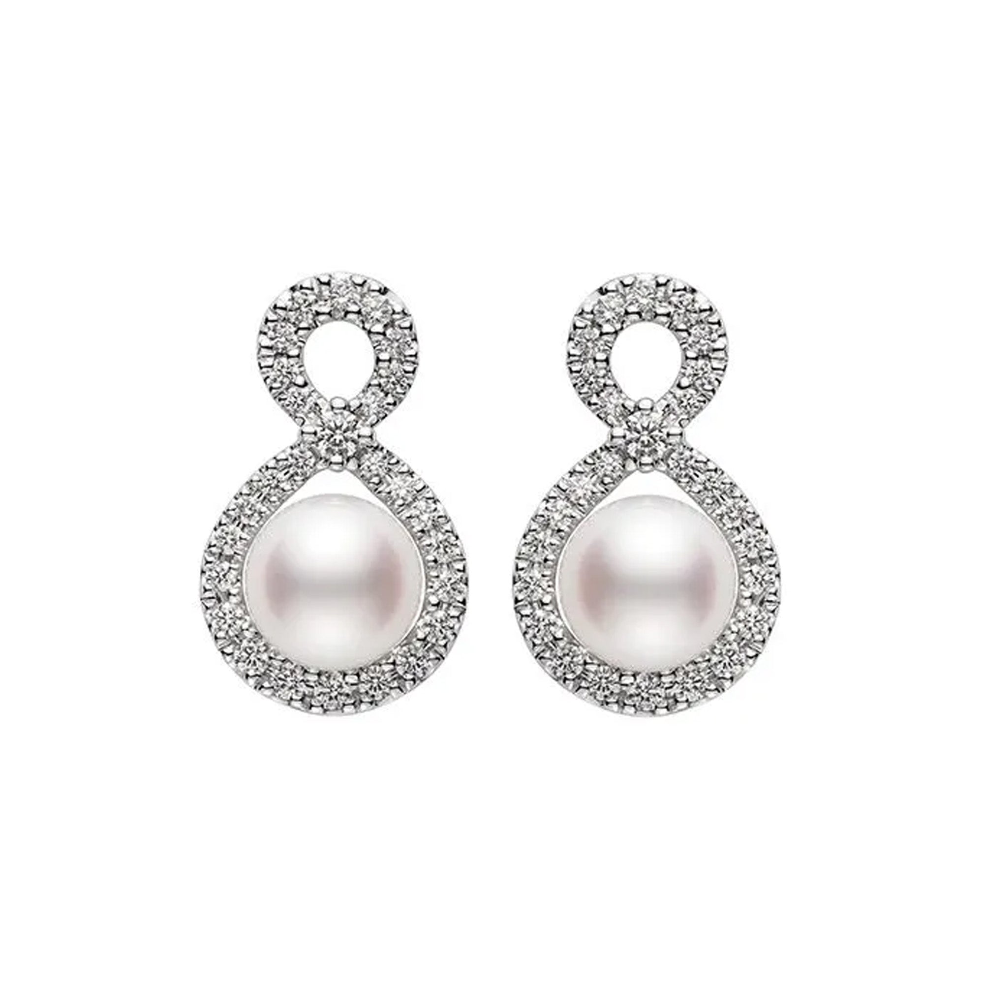 Ruyi Akoya Cultured Pearl and Diamond Earrings