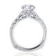 Side view of a 14K white gold engagement ring setting with a diamond band