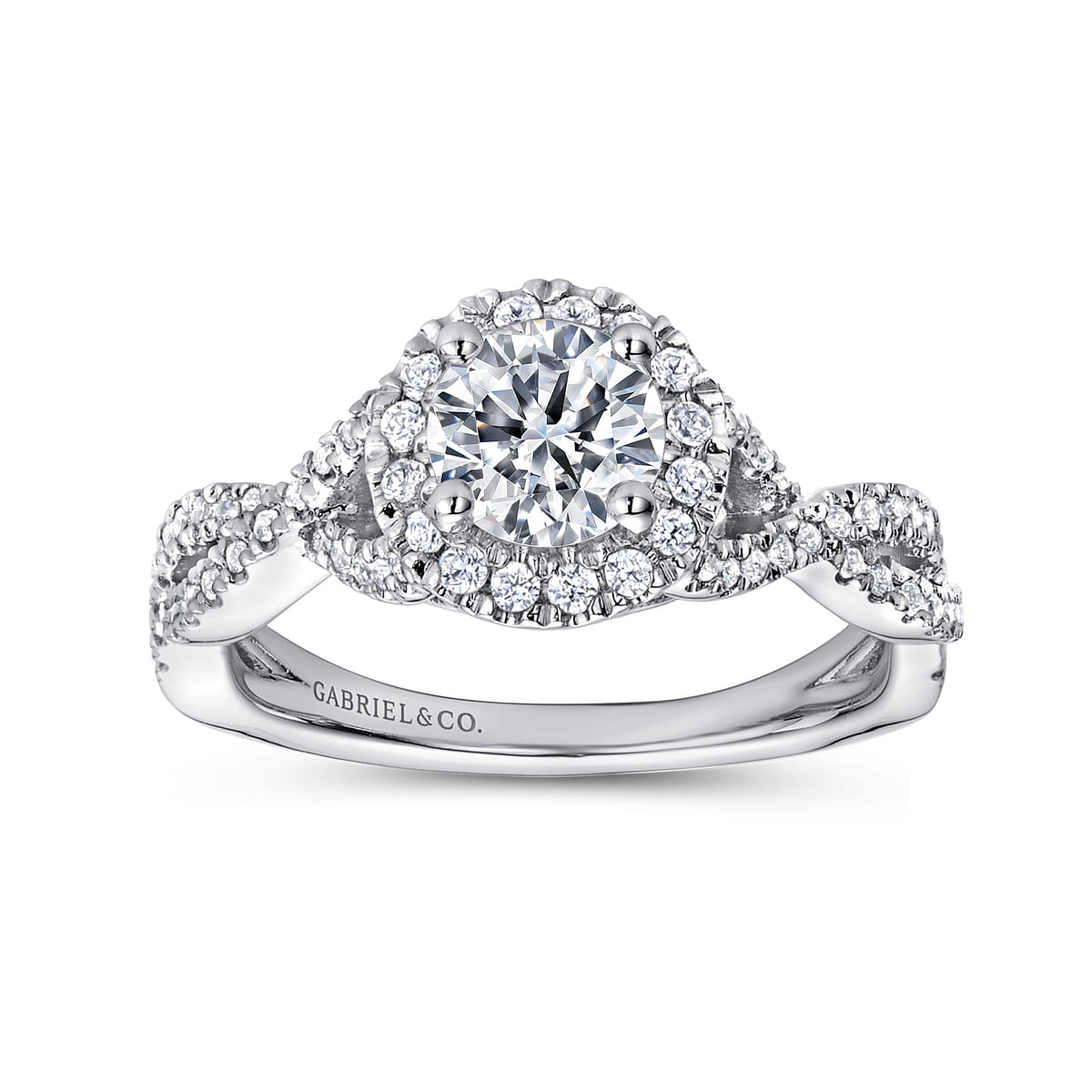 Marissa White Gold Round Halo Diamond Engagement Ring Setting