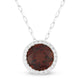 Round Garnet & Diamond Halo Necklace