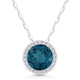 Round London Blue Topaz & Diamond Halo Necklace