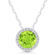 Round Peridot & Diamond Halo Necklace