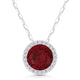 Round Created Ruby & Diamond Halo Necklace