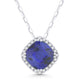 Cushion Shaped Created Blue Sapphire & Diamond Necklace