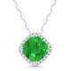 Cushion Shaped Created Emerald & Diamond Necklace