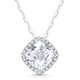 White Topaz and Diamond Cushion Halo Pendant Necklace