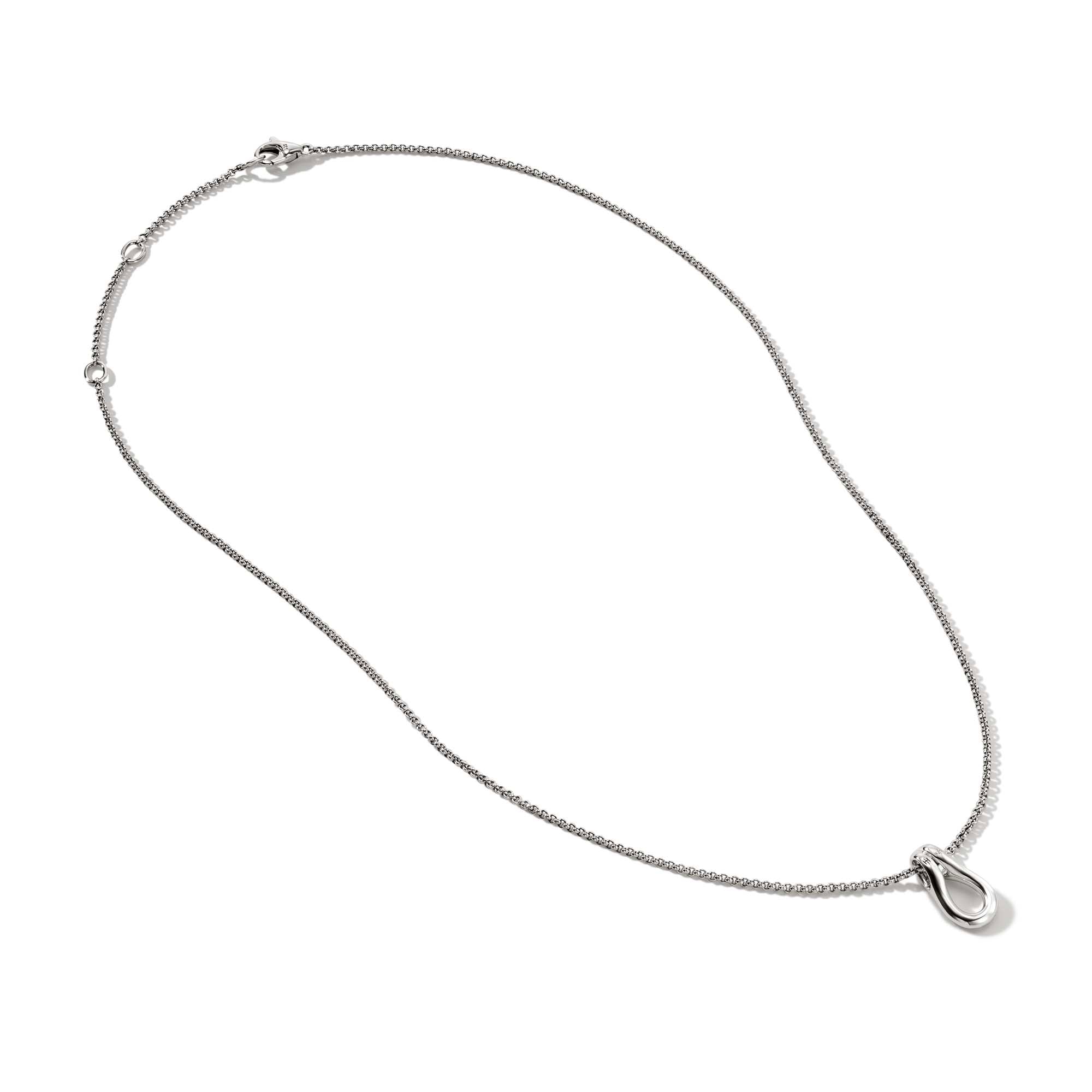 John Hardy Sterling Silver Surf Link Pendant Necklace with Diamonds