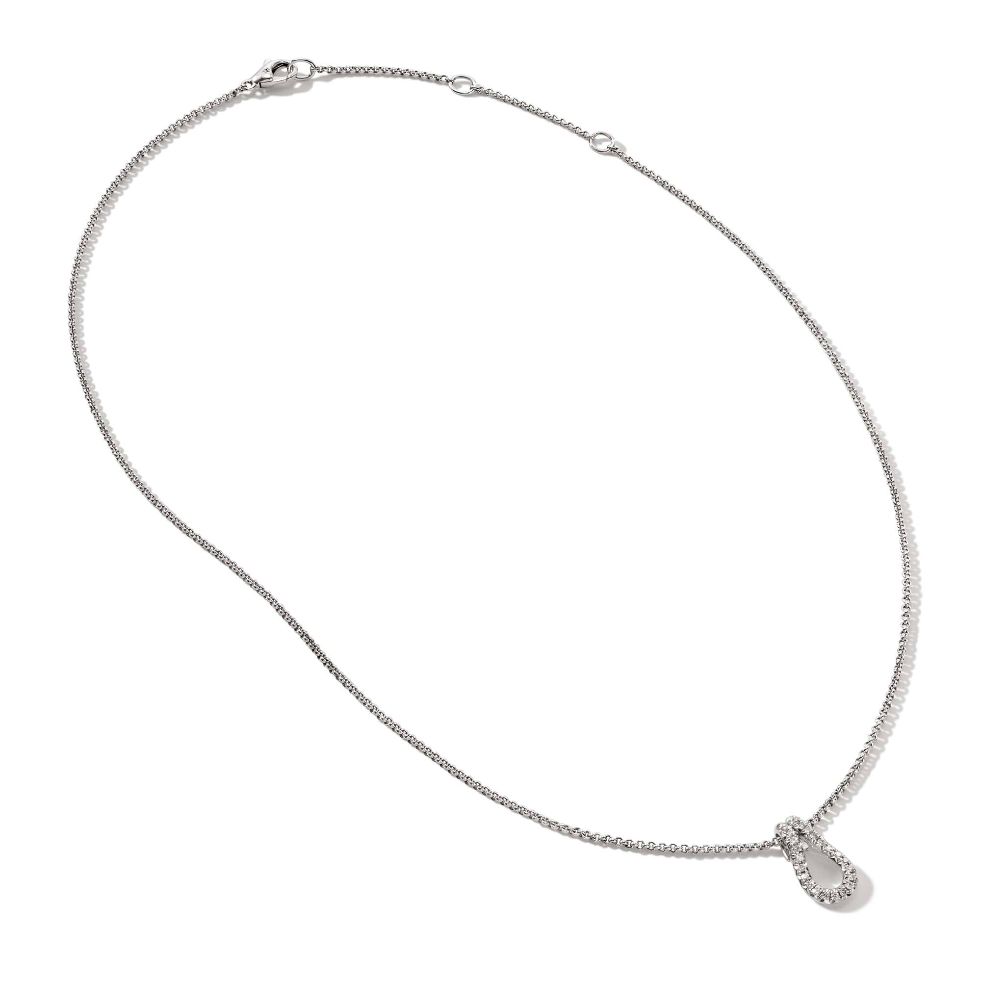 John Hardy Sterling Silver Surf Link Pendant Necklace with Diamonds