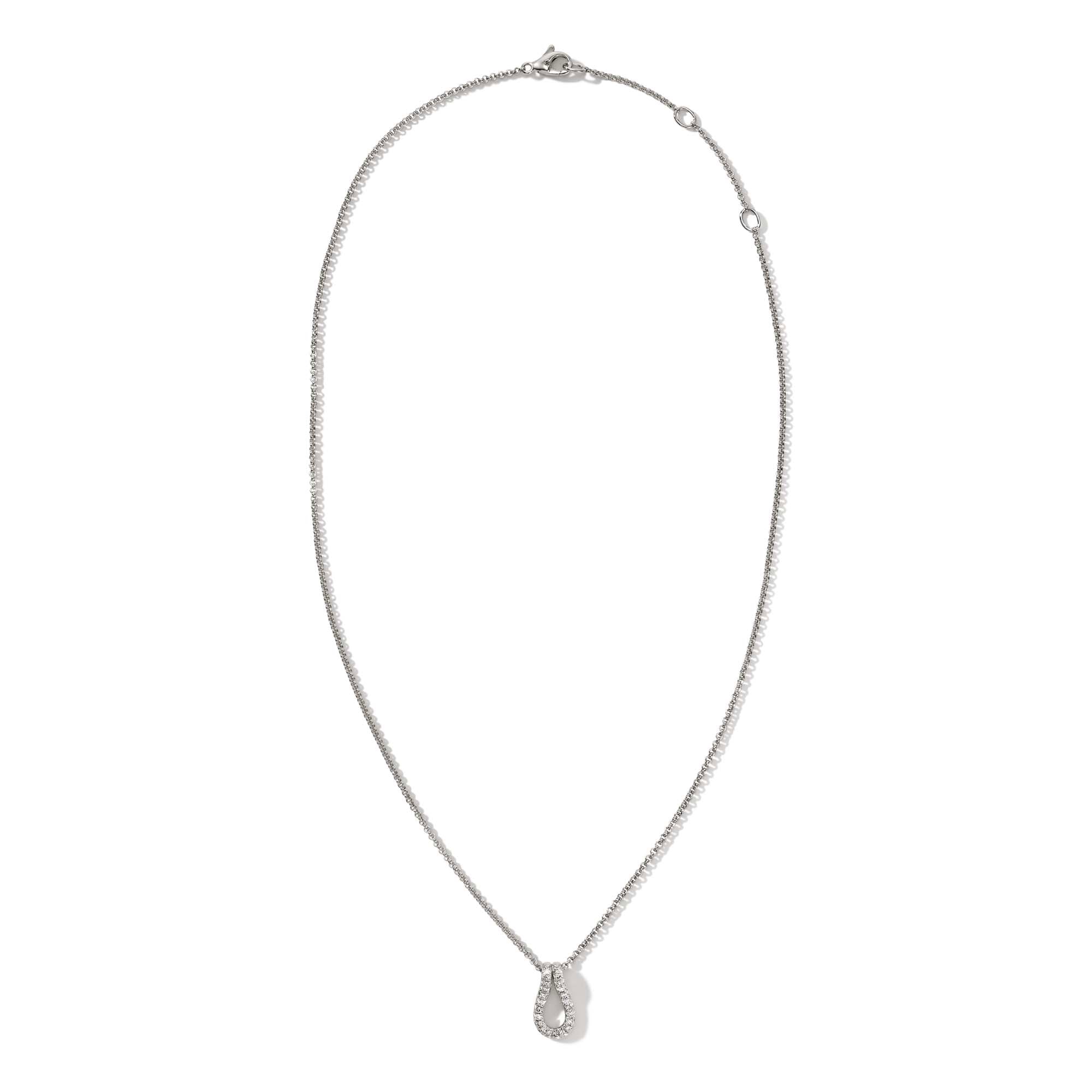 John Hardy Sterling Silver Surf Link Pendant Necklace with Diamonds