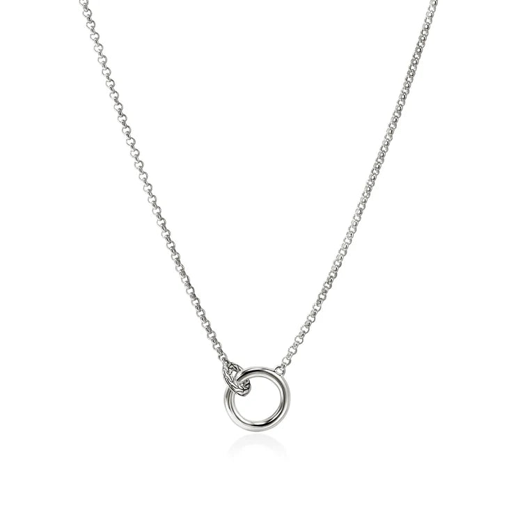 Sterling Silver Interlocking Rings Diamond Necklace