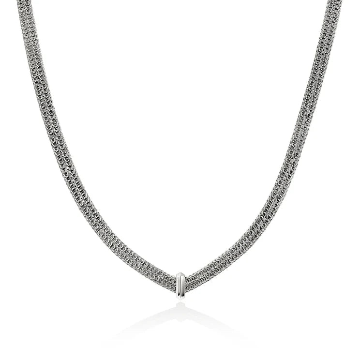 Sterling Silver Icon Link Diamond Necklace