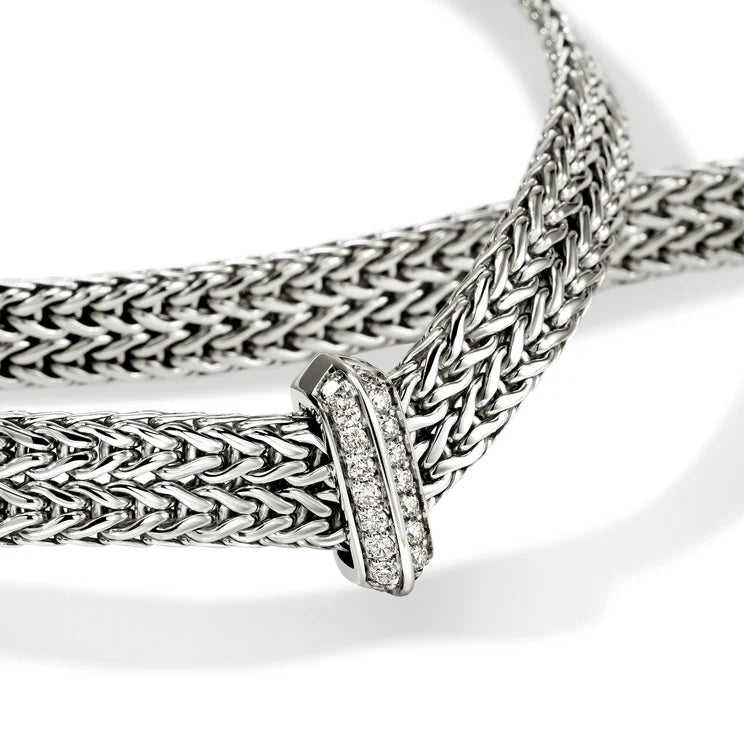 Sterling Silver Icon Link Diamond Necklace