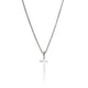 Sterling Silver Pave Diamond Cross Pendant Necklace
