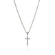 Sterling Silver Pave Diamond Cross Pendant Necklace