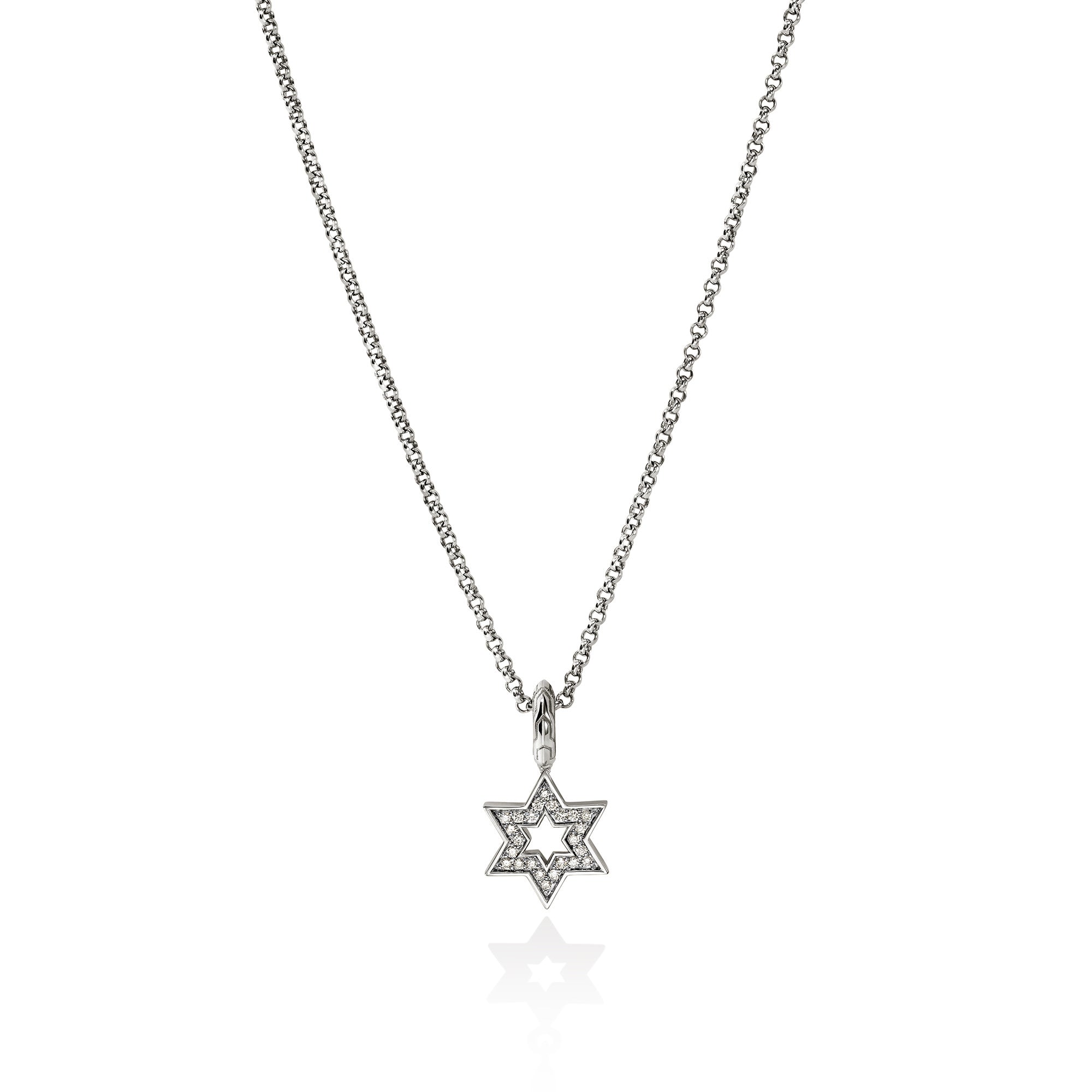 John Hardy Sterling Silver Essentials Star of David Pendant Necklace with Diamonds