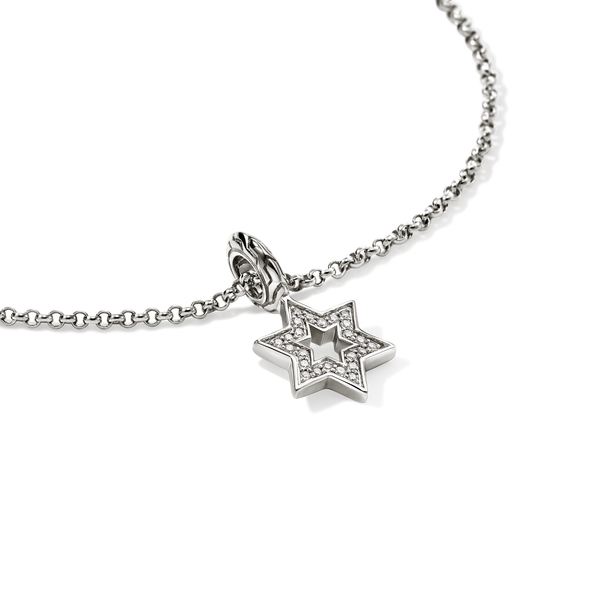 John Hardy Sterling Silver Essentials Star of David Pendant Necklace with Diamonds