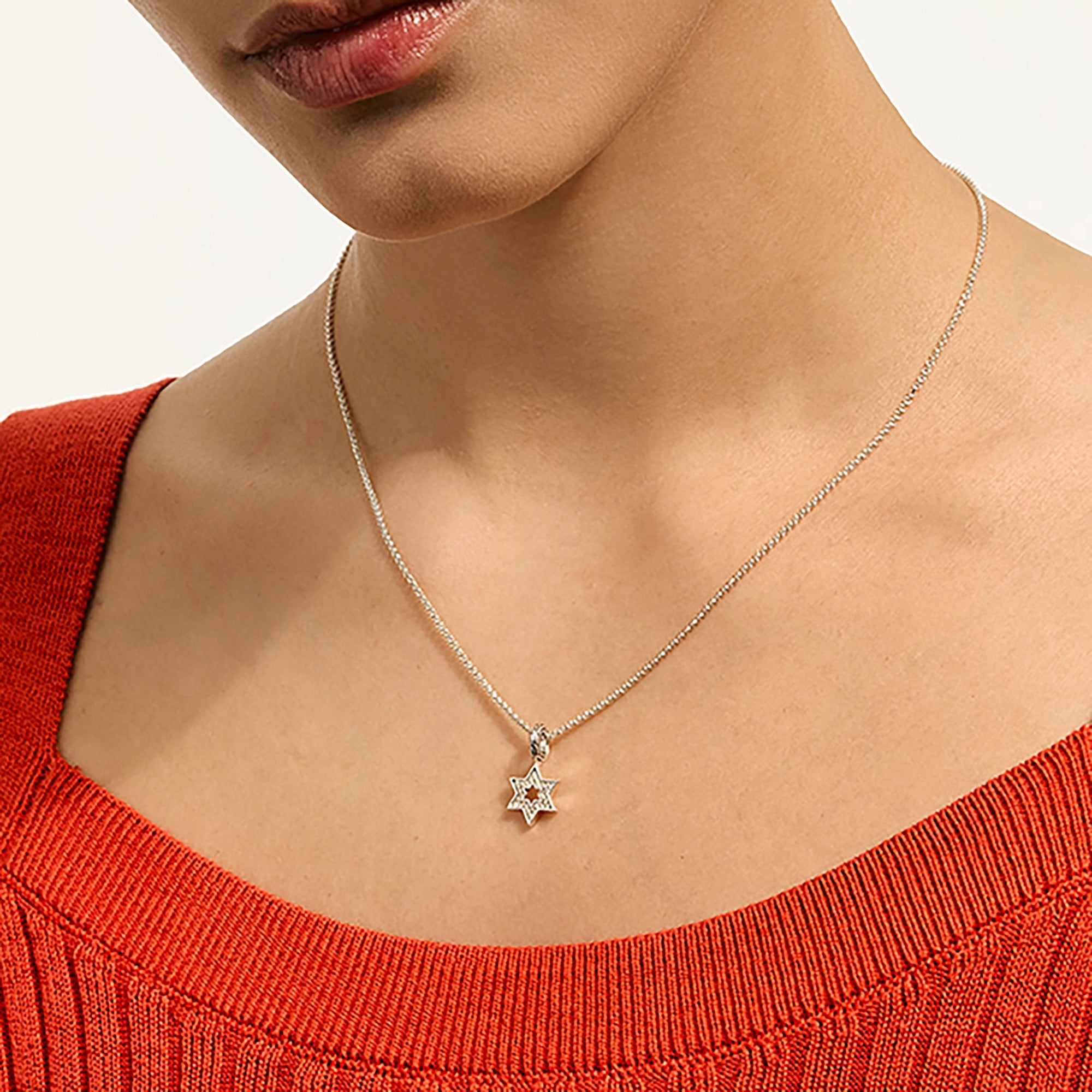 John Hardy Sterling Silver Essentials Star of David Pendant Necklace with Diamonds