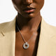 Sterling Silver Icon Link Diamond Circle Pendant Necklace