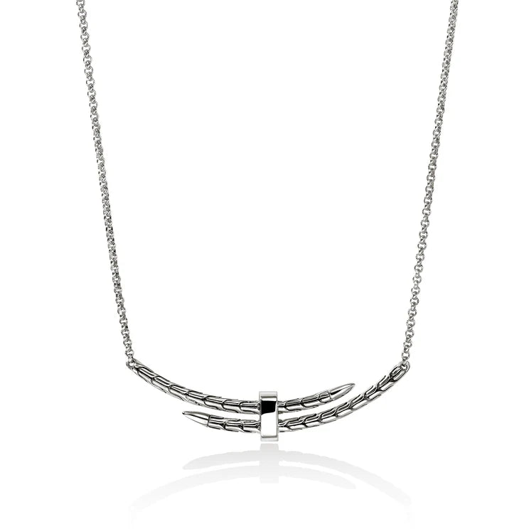 Sterling Silver Diamond Station Spear Necklace