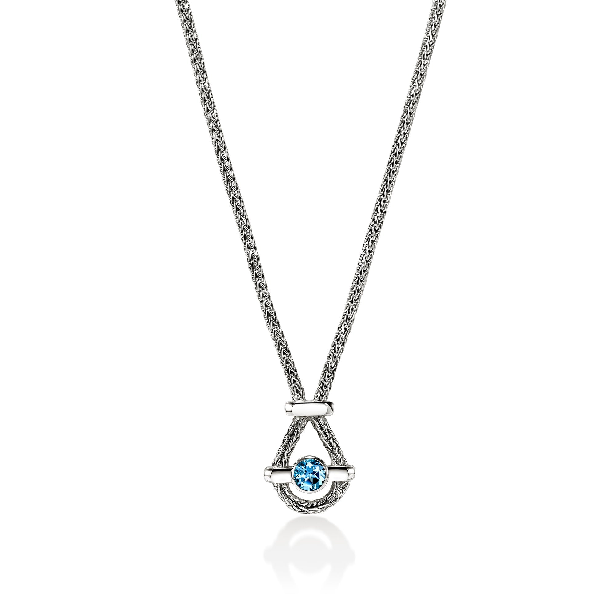John Hardy Sterling Silver Icon Necklace with Treated Swiss Blue Topaz
