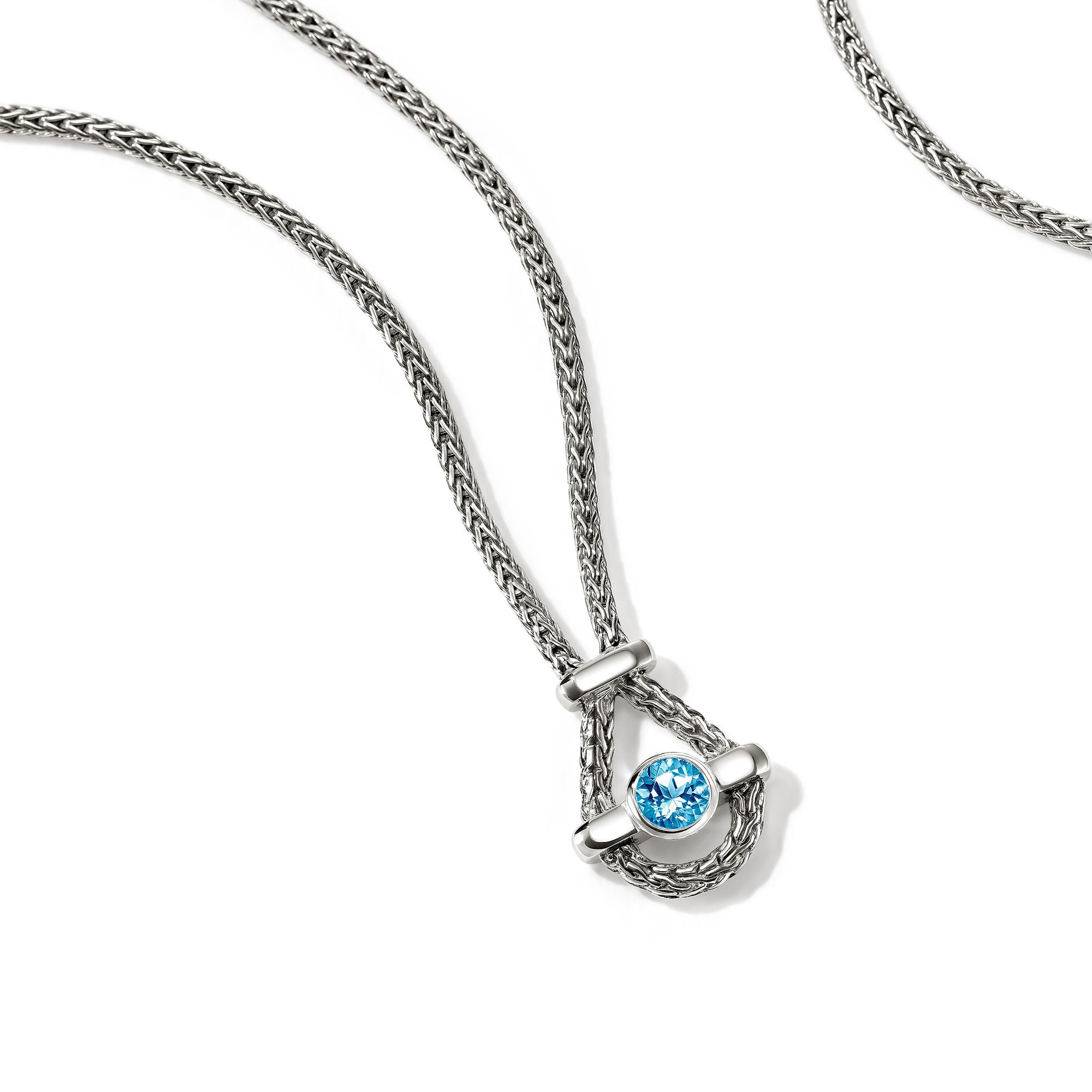 John Hardy Sterling Silver Icon Necklace with Treated Swiss Blue Topaz