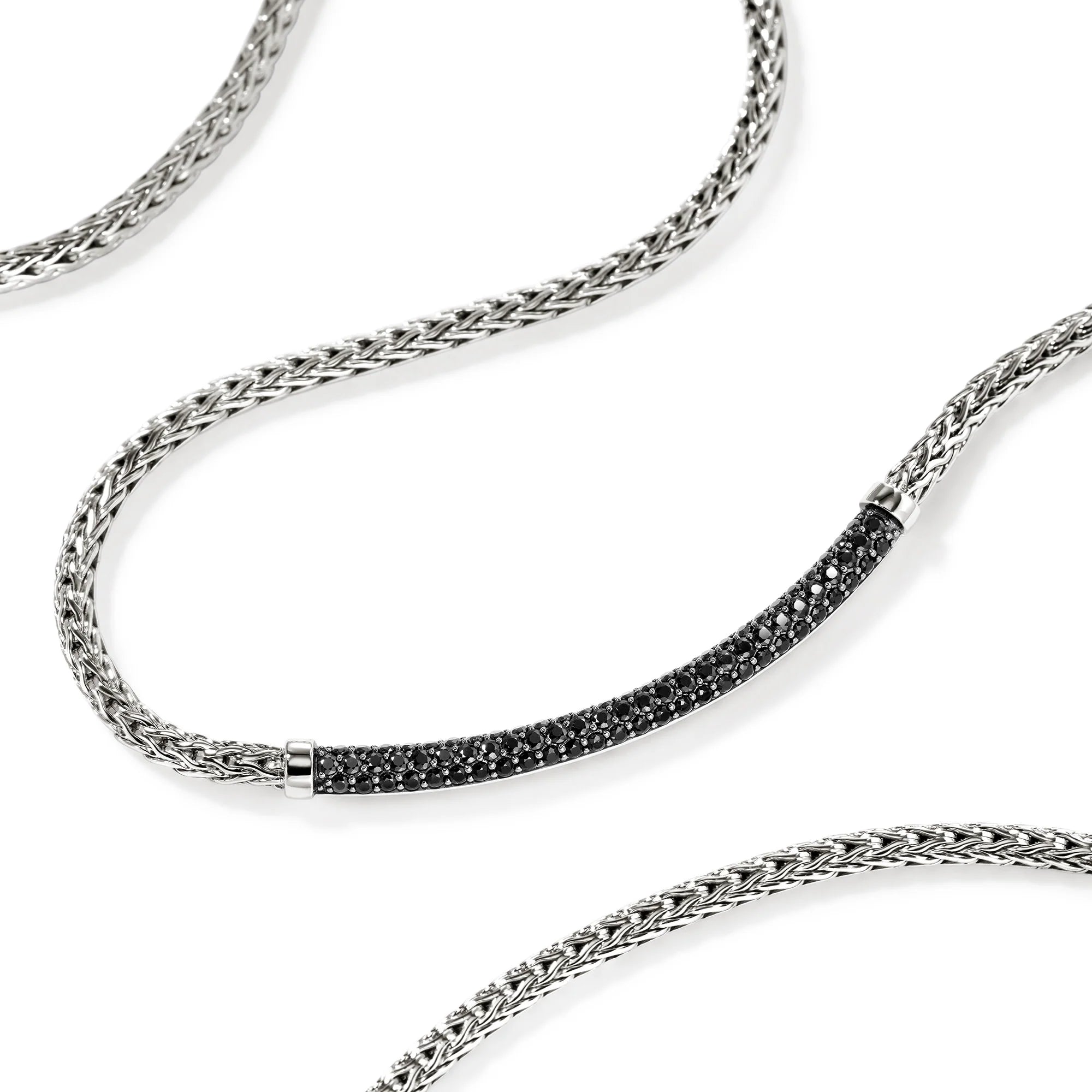 Sterling Silver Treated Black Sapphire Bar Necklace