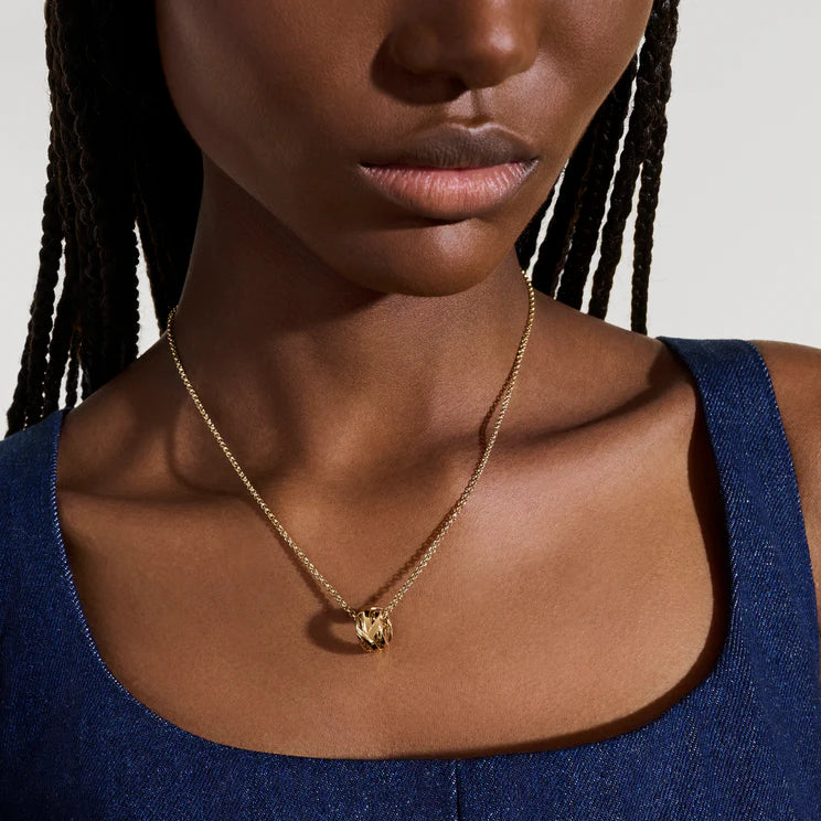Yellow Gold Icon Pendant Rolo Chain Necklace
