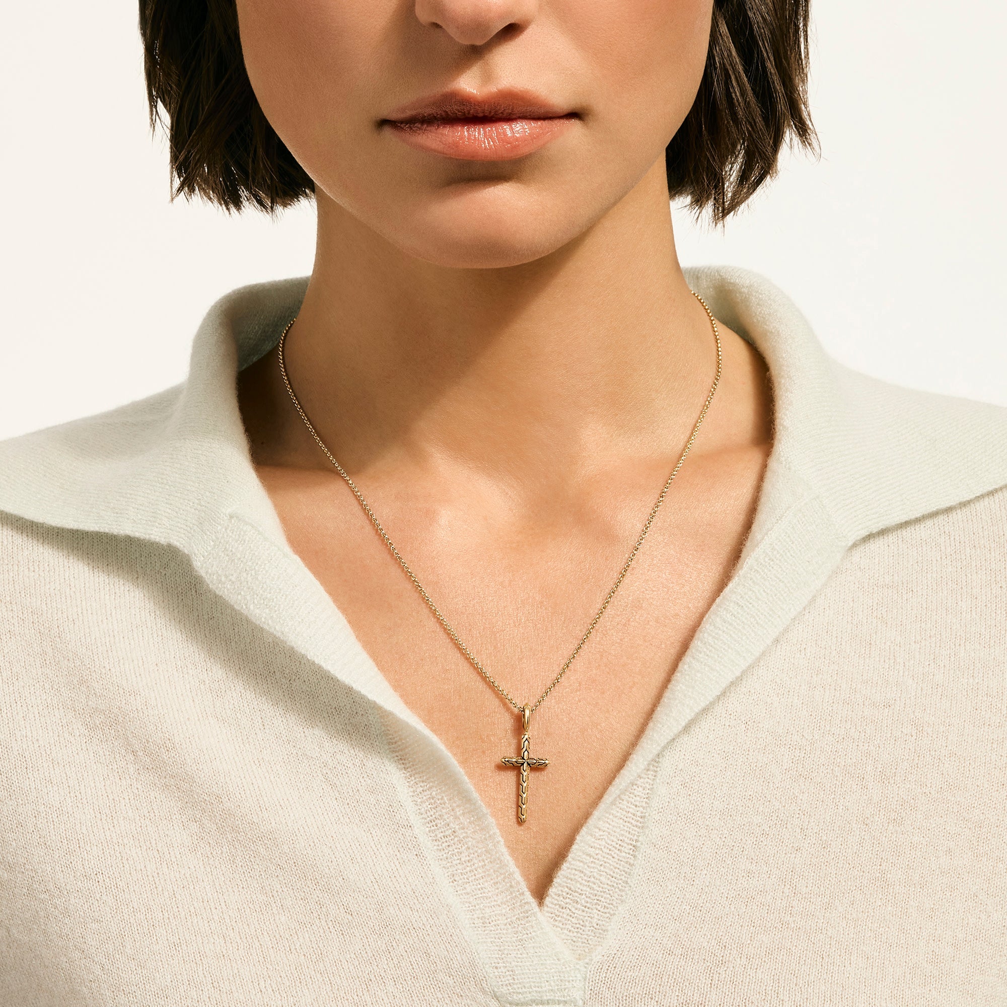 John Hardy 14K Yellow Gold Cross Pendant Necklace