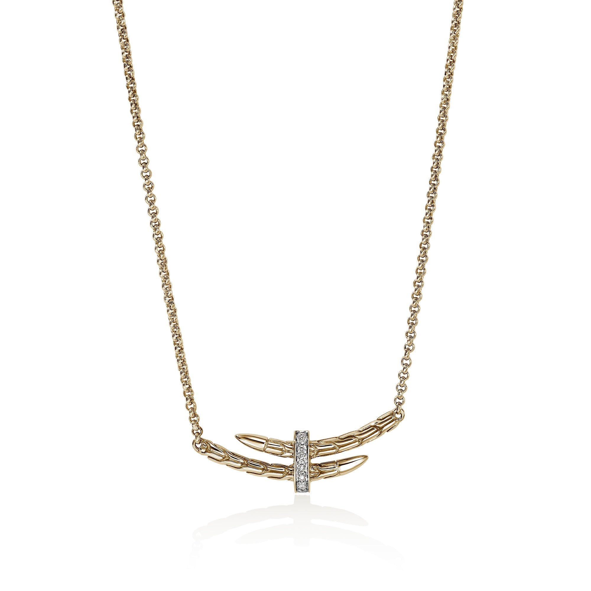 John Hardy 14K Yellow Gold Spear Station Necklace with Diamonds