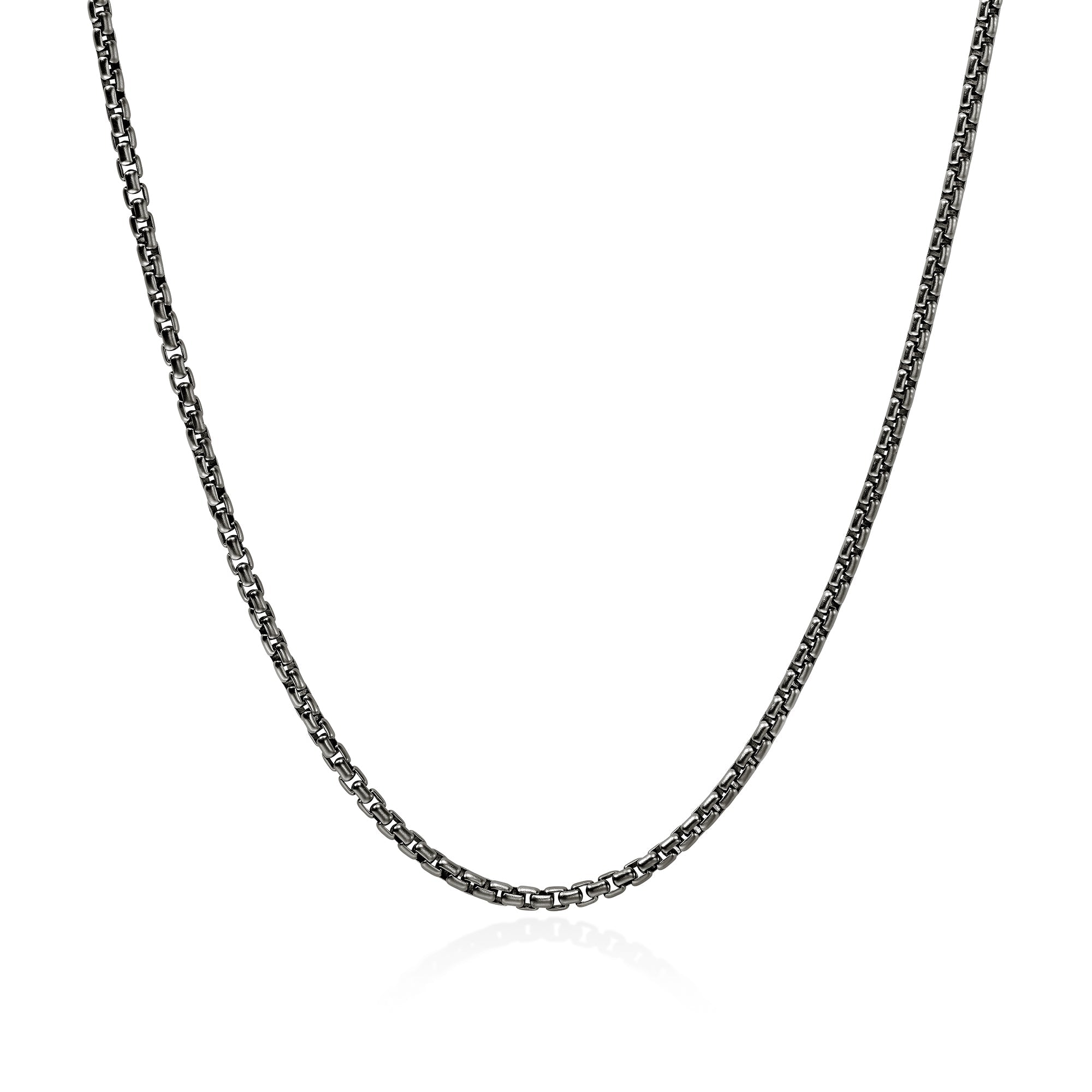 John Hardy Sterling Silver Satin Matte Black Box Chain Necklace, 2.7mm, 26 Inch