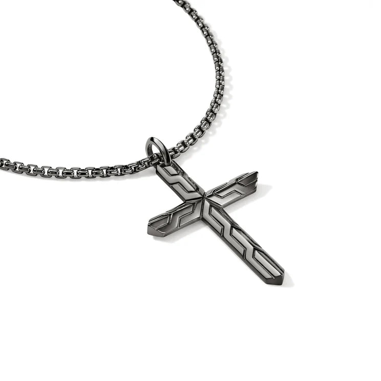 Men's Icon 50 Dark Silver Cross Pendant Necklace