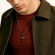 Dark Sterling Silver Icon 50 Cross Pendant with Black Rhodium Chain