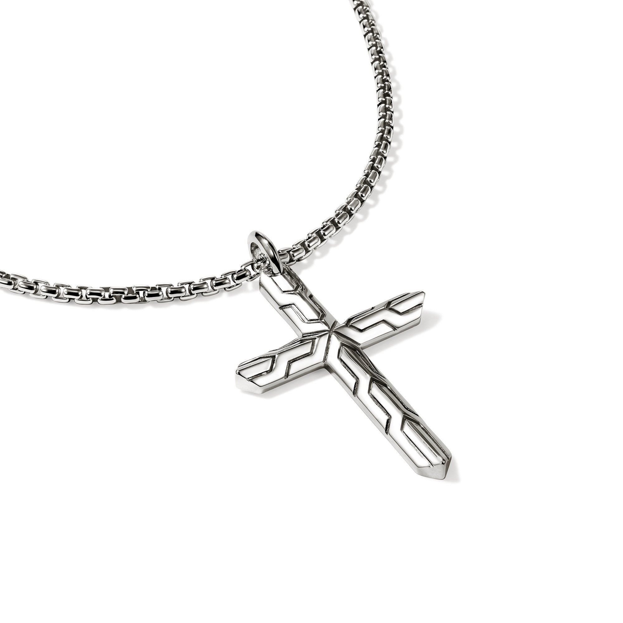 John Hardy Men's Sterling Silver Icon 50 Cross Pendant Necklace, 22 Inch
