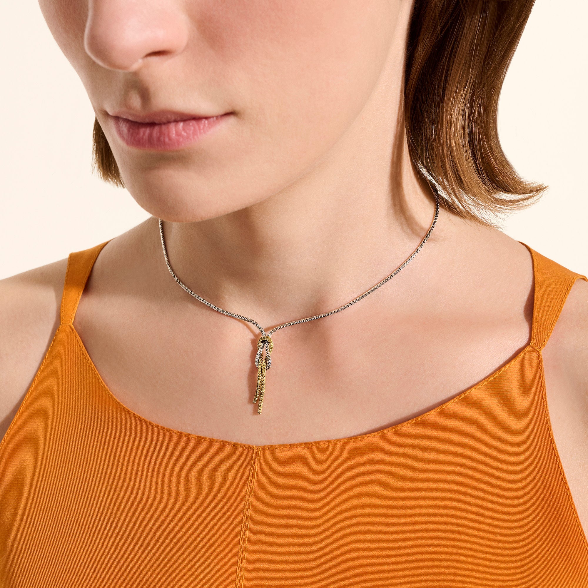 John Hardy Yellow Gold and Sterling Silver Love Knot Necklace