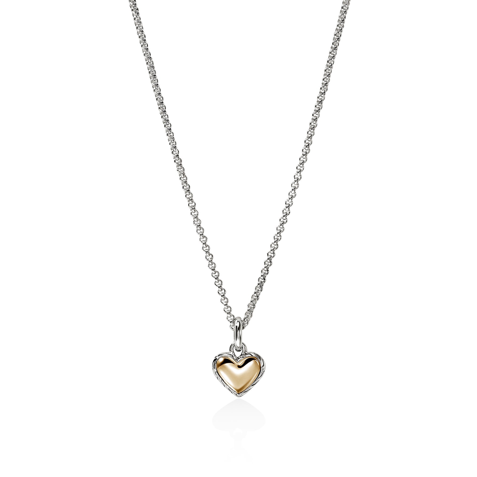 John Hardy Yellow Gold and Sterling Silver Heart Pendant Necklace