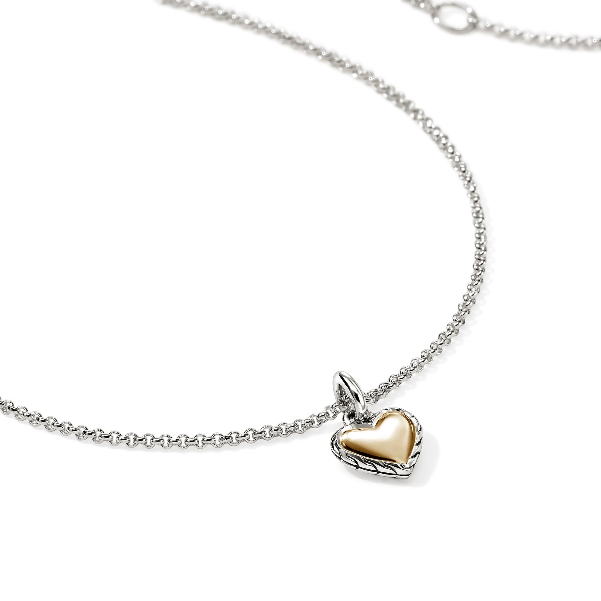 John Hardy Yellow Gold and Sterling Silver Heart Pendant Necklace