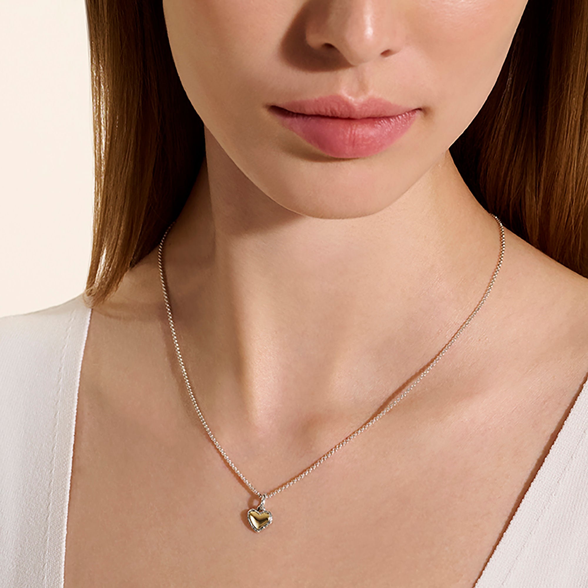 John Hardy Yellow Gold and Sterling Silver Heart Pendant Necklace
