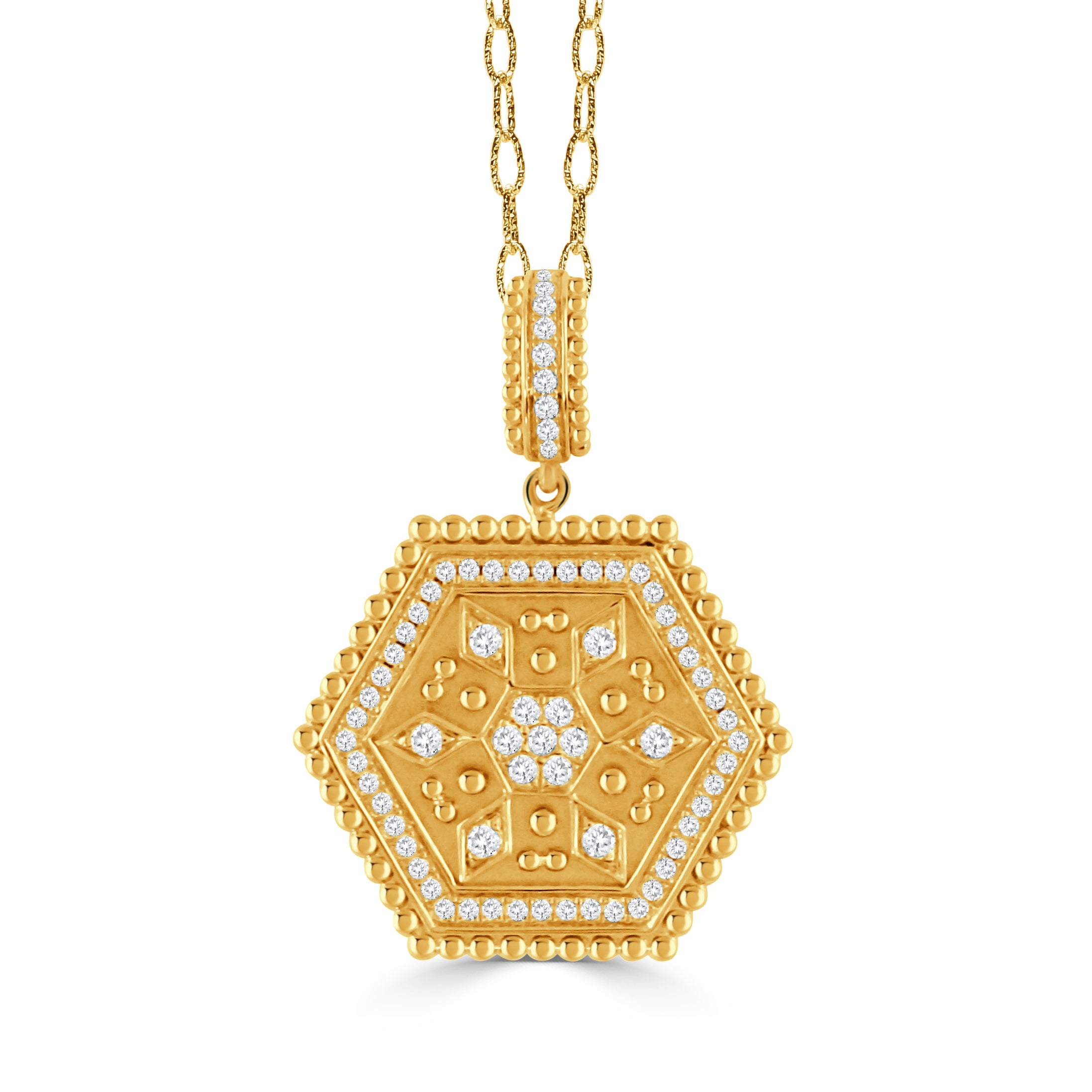 Yellow Gold Byzantine Diamond Pendant Necklace