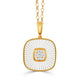 Yellow Gold Ondelle Diamond and White Mother of Pearl Square Pendant Necklace