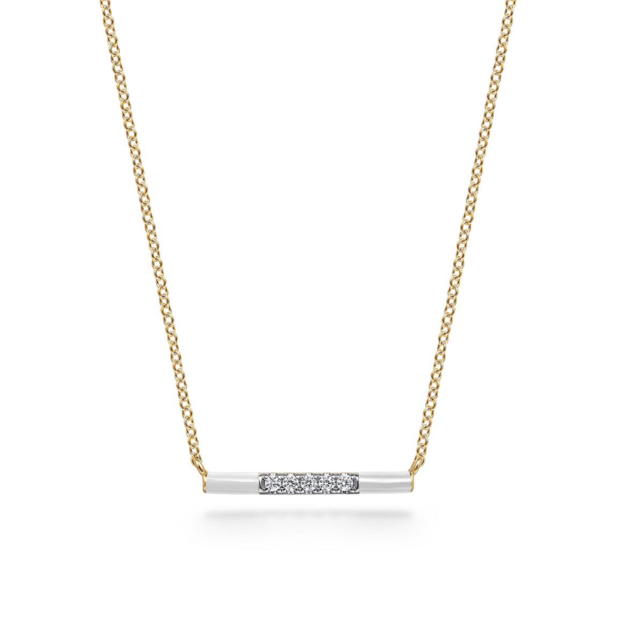 Enamel Diamond Bar Necklace