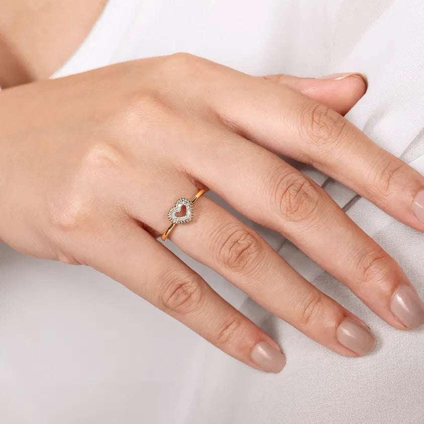Diamond Pave Open Heart Ring