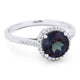 Created Round Alexandrite and Diamond Halo Ring