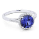 Round Created Sapphire and Diamond Halo Ring