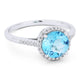 Round Blue Topaz and Diamond Halo Ring