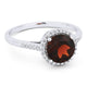 Round Garnet and Diamond Halo Ring