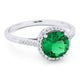 Round Created Emerald and Diamond Halo Ring