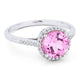 Round Created Pink Sapphire and Diamond Halo Ring