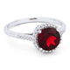 Created Round Ruby and Diamond Halo Ring