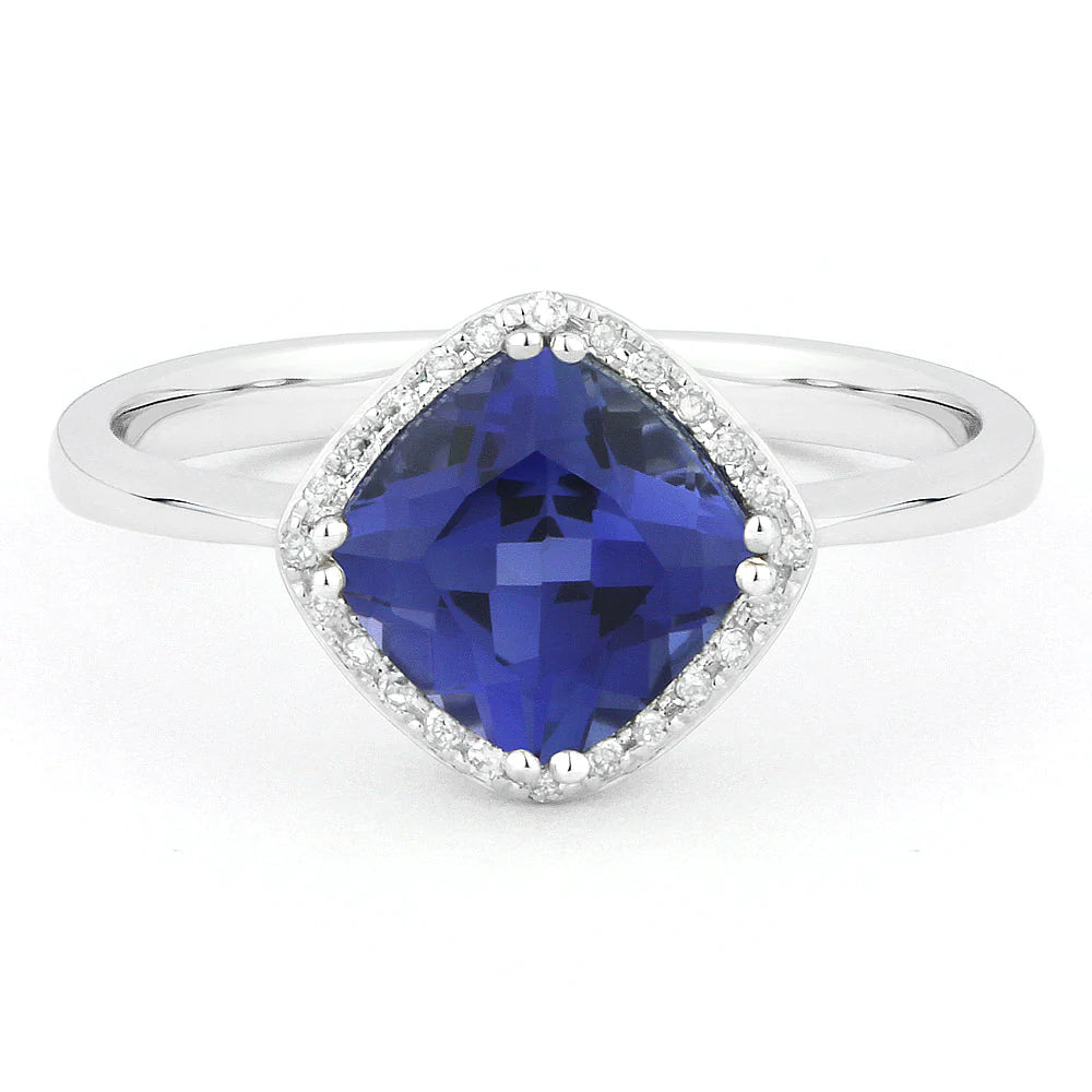 Cushion Shaped Blue Sapphire Ring